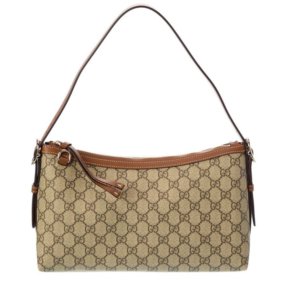Gucci Gg Supreme Canvas & Leather Shoulder Bag, Brown